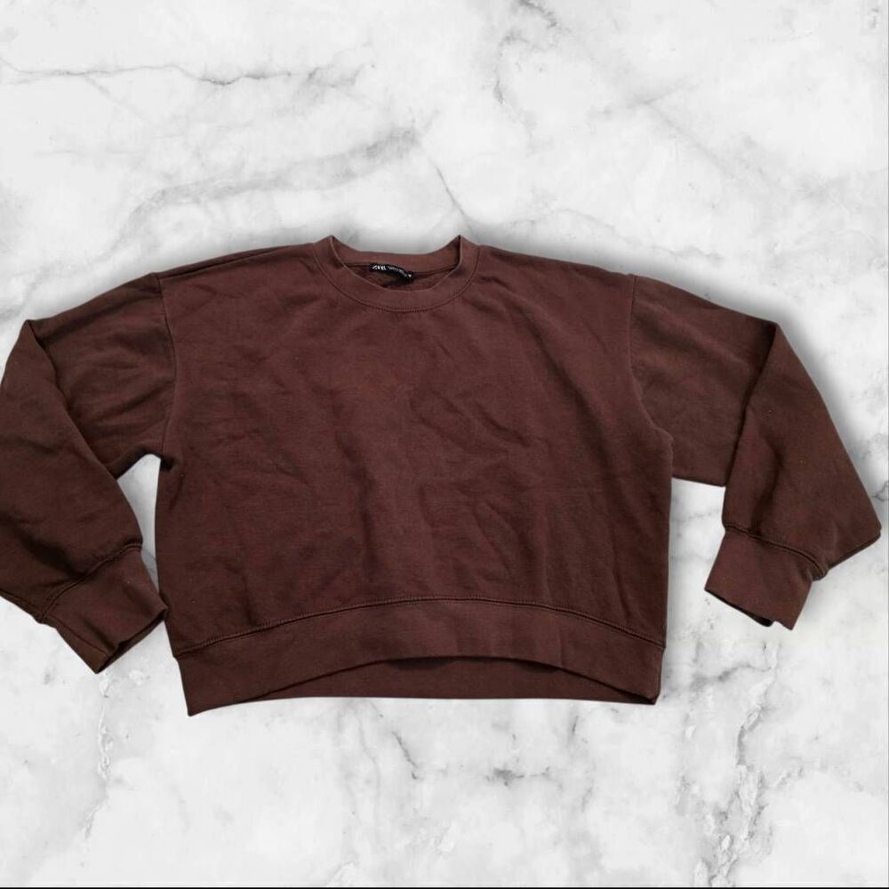 Zara Brown Crewneck Sweatshirt Size Medium
